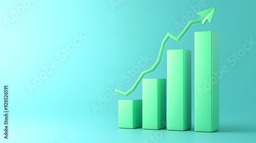 Free Download Green bar chart with upward arrow showing financial or business growth on a teal background, symbolizing positive upward trends. - GFXLoad