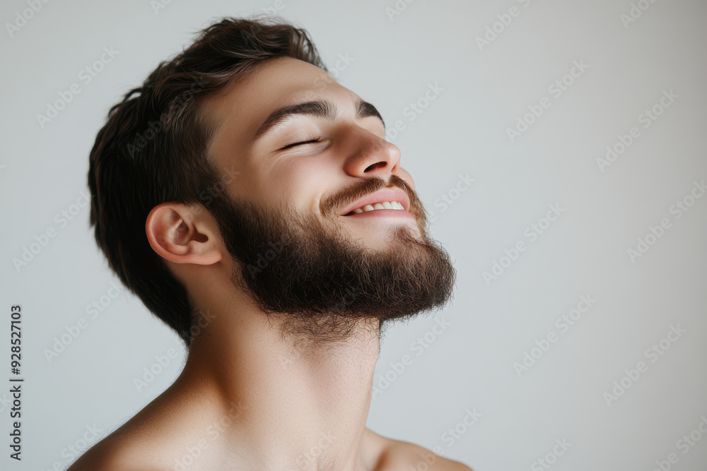 Obraz premium A close up of a man's face with his eyes closed