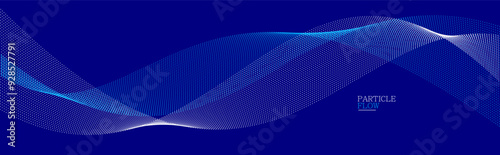 Dark blue airy particles flow vector design, abstract background with wave of flowing dots array, digital futuristic illustration, nano technology theme.