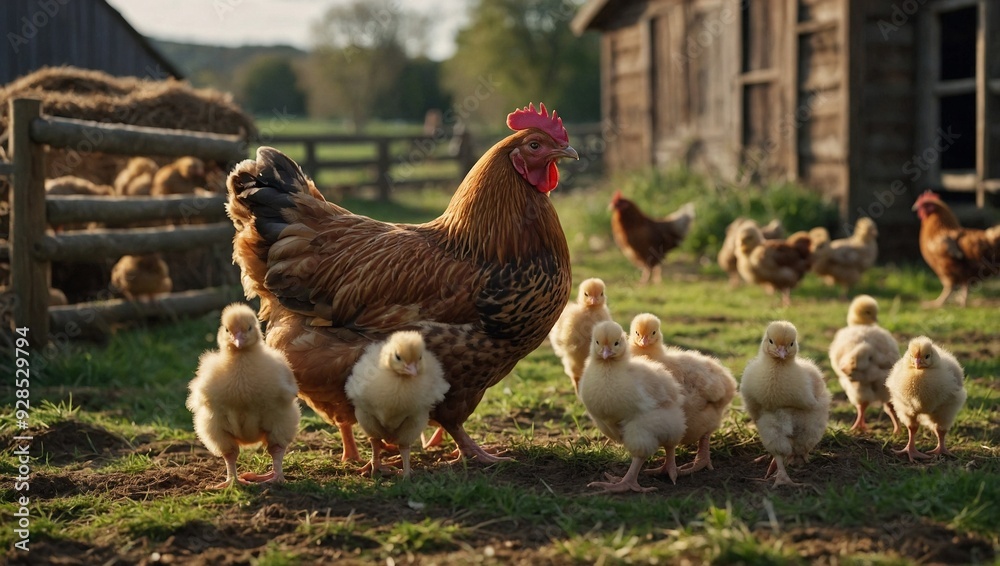 Fototapeta premium range chickens