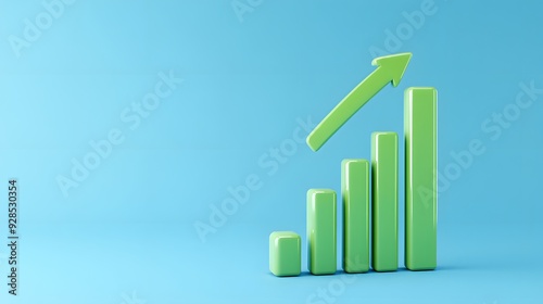 Free Download Green bar graph with upward arrow on a blue background representing growth, success, and progress in business and financial statistics. - GFXLoad
