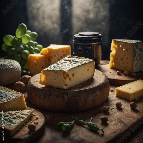 Enjoy a refined cheese display with a thoughtful mix of artisanal cheeses and fresh fruits for a delightful and elegant gathering