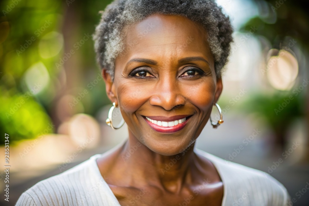 A vibrant, smiling African American woman in her 50s with radiant, healthy skin and a few wrinkles, gazing directly at the camera with confidence and elegance. A vibrant, smiling African American woman in her 50s with radiant, healthy skin and a few wrinkles, gazing directly at the camera with confidence and elegance.