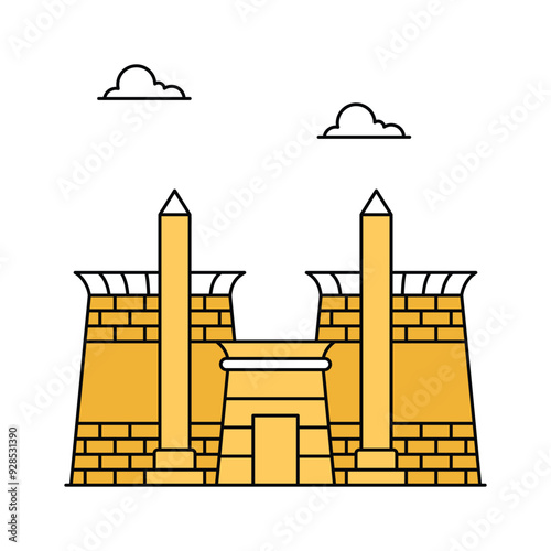 Ancient temple complex in Luxor, Egypt, Luxor Temple vector design