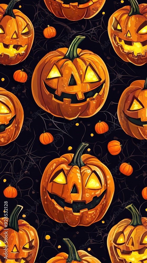 Halloween Pumpkins background wallpaper design. Drawing in grunge style art. Generative Ai Halloween Pumpkins background wallpaper design. Drawing in grunge style art. Generative Ai