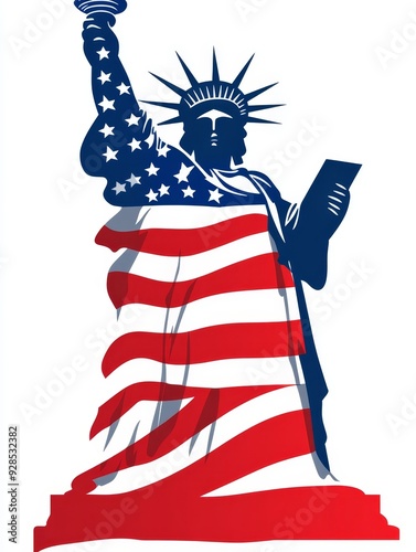 Statue of Liberty with American Flag