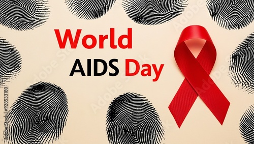 red ribbon aids sign illustration with blood splatter, perfect for world aids day photo