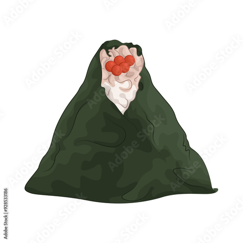 Illustration of salmon onigiri 