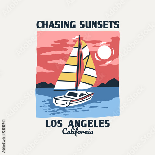 Photography Retro-style surf club vector badges featuring ocean waves, and sunsets