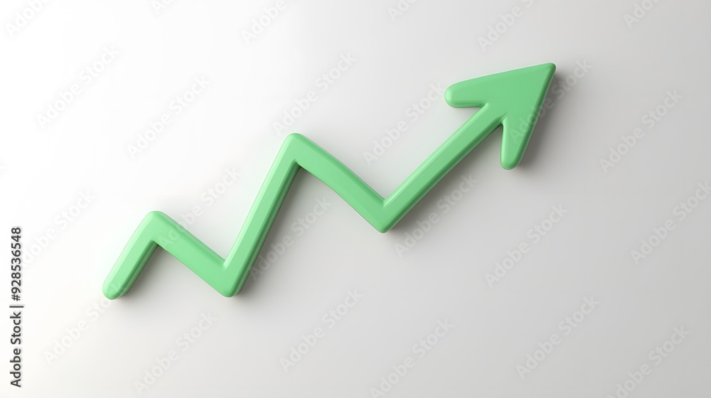 Green upward arrow representing growth and progress on a white background, emphasizing positive trends and success in various fields. Green upward arrow representing growth and progress on a white background, emphasizing positive trends and success in various fields.