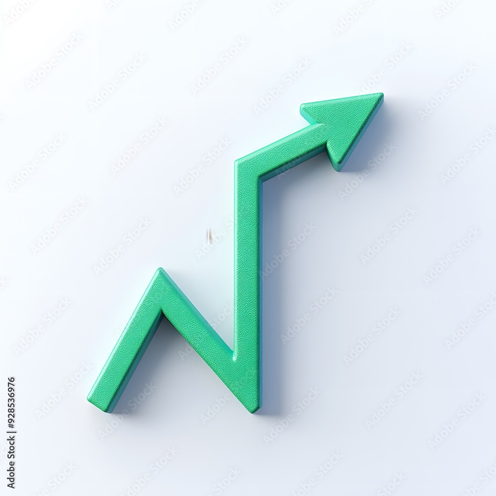 Green upward arrow symbolizing growth and success on a white background. Ideal for business and finance themes. Green upward arrow symbolizing growth and success on a white background. Ideal for business and finance themes.