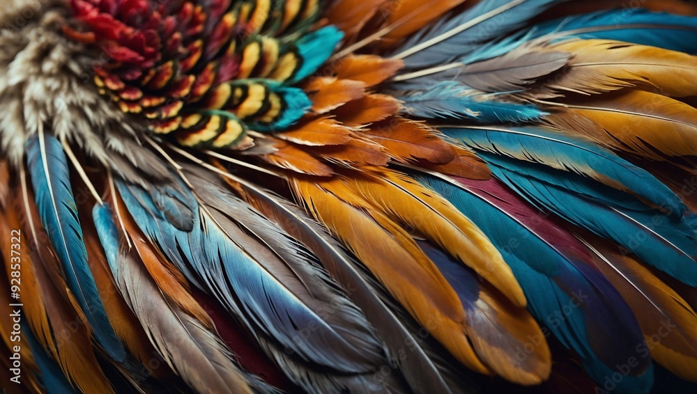 Fototapeta premium closeup of a hens colorful feathers