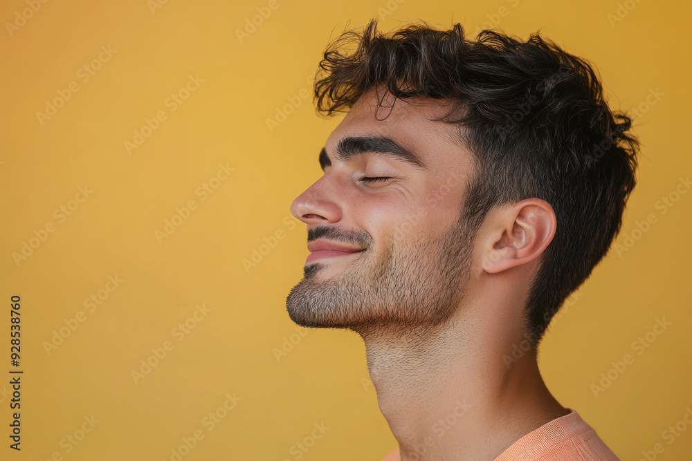 A close up of a man's face with his eyes closed A close up of a man's face with his eyes closed