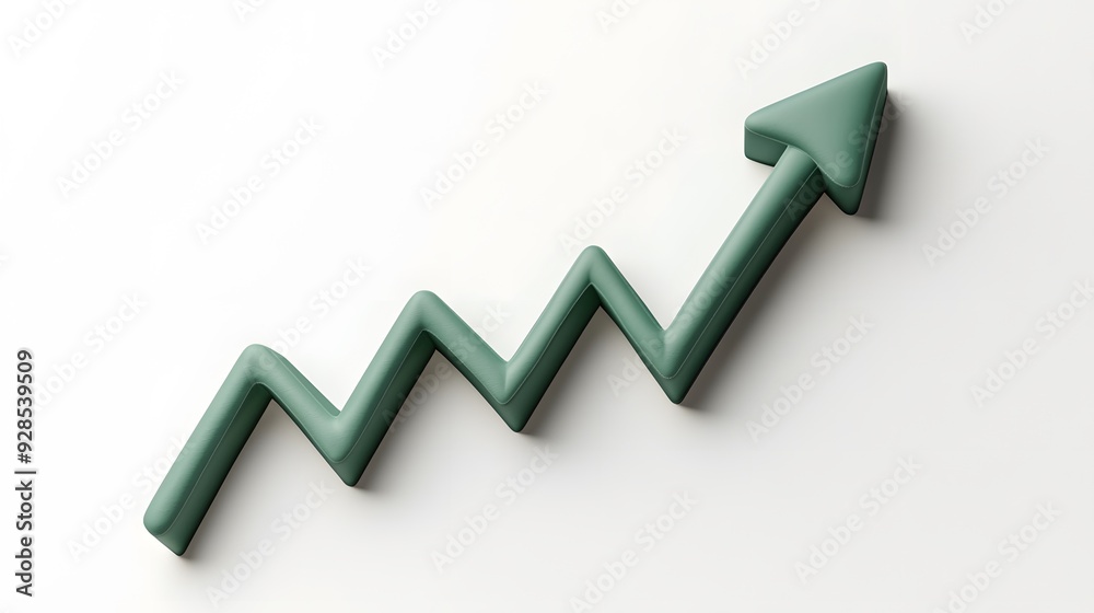 Green zigzag arrow showing upward trend on white background, symbolizing growth, progress, success, and positive performance. Green zigzag arrow showing upward trend on white background, symbolizing growth, progress, success, and positive performance.