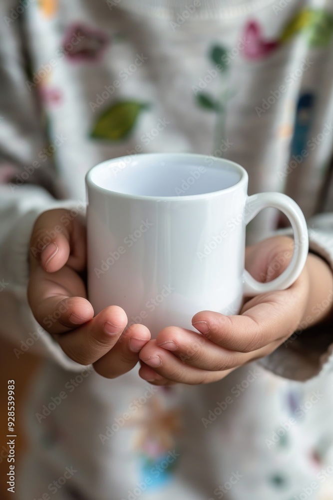 Cozy Winter Morning with Hands Holding Warm Mug in Knit Sweater Cozy Winter Morning with Hands Holding Warm Mug in Knit Sweater