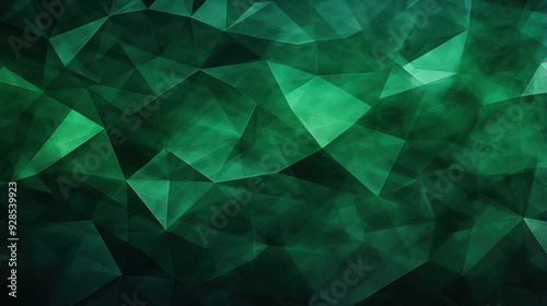 Geometric pattern. Gem-like, crystal structure, mosaic and modern look. Abstract green background with triangles.