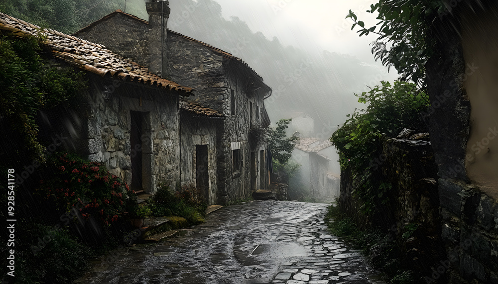 Obraz premium rainy day scene wallpaper
