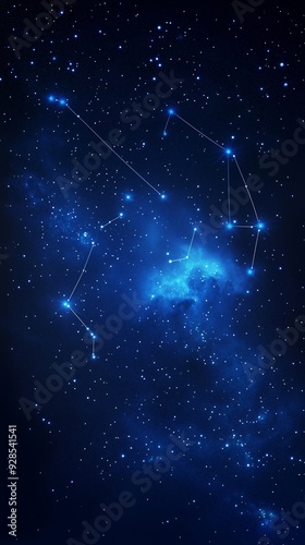 Night sky with bright constellations over a dark background