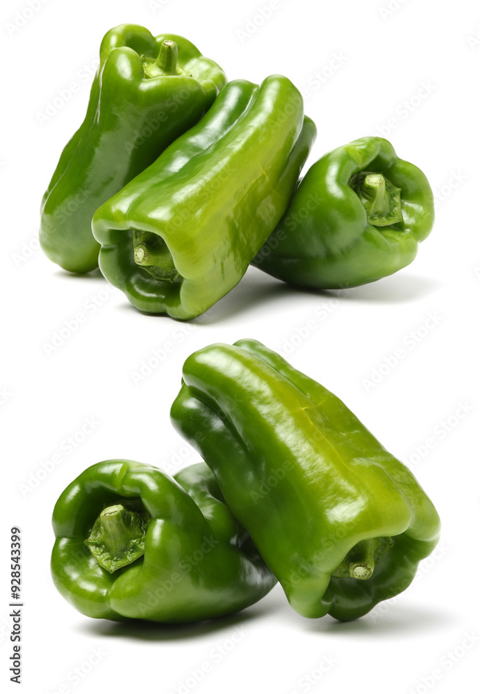 fresh green bell pepper (capsicum) on a white background fresh green bell pepper (capsicum) on a white background