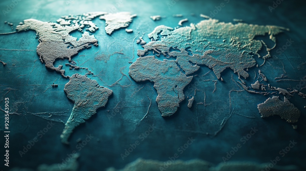 Digital Global Network Map in Cool Blue Tones Digital Global Network Map in Cool Blue Tones