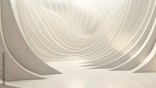 Fototapeta Naklejka Na Ścianę i Meble -  Abstract 3d background with wave curved wall, modern architecture interior for product presentation