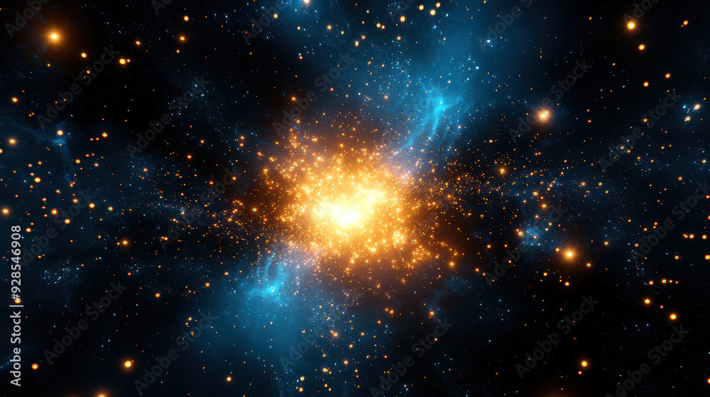 A stunning image of a cosmic explosion with vibrant colors, representing the beauty and mystery of the universe and outer space.