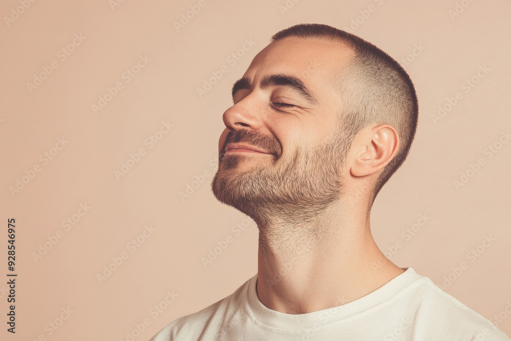 Obraz premium A close up of a man's face with his eyes closed