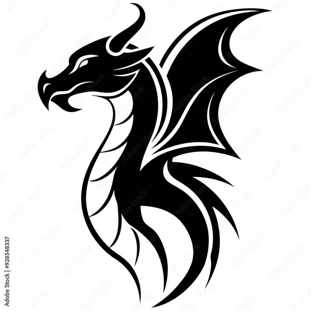 Naklejka premium Dragon silhouette