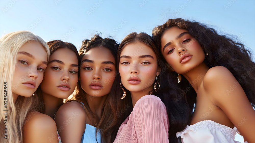 A diverse group of beautiful young women. Girls of different races and ...