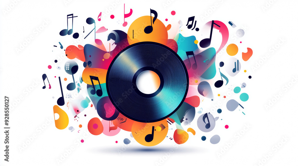 Music icons with a CD symbol. Modern design on a white background. Music icons with a CD symbol. Modern design on a white background.