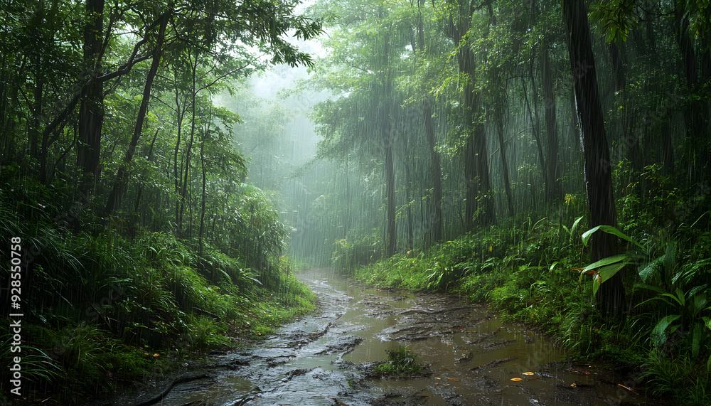 Obraz premium rainy day scene wallpaper