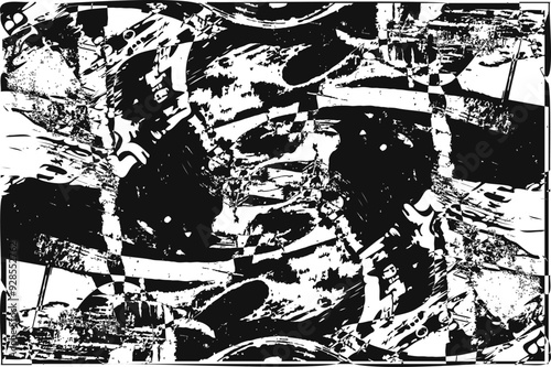 Black grunge Distressed texture Transparent Background, design element Gritty effect.