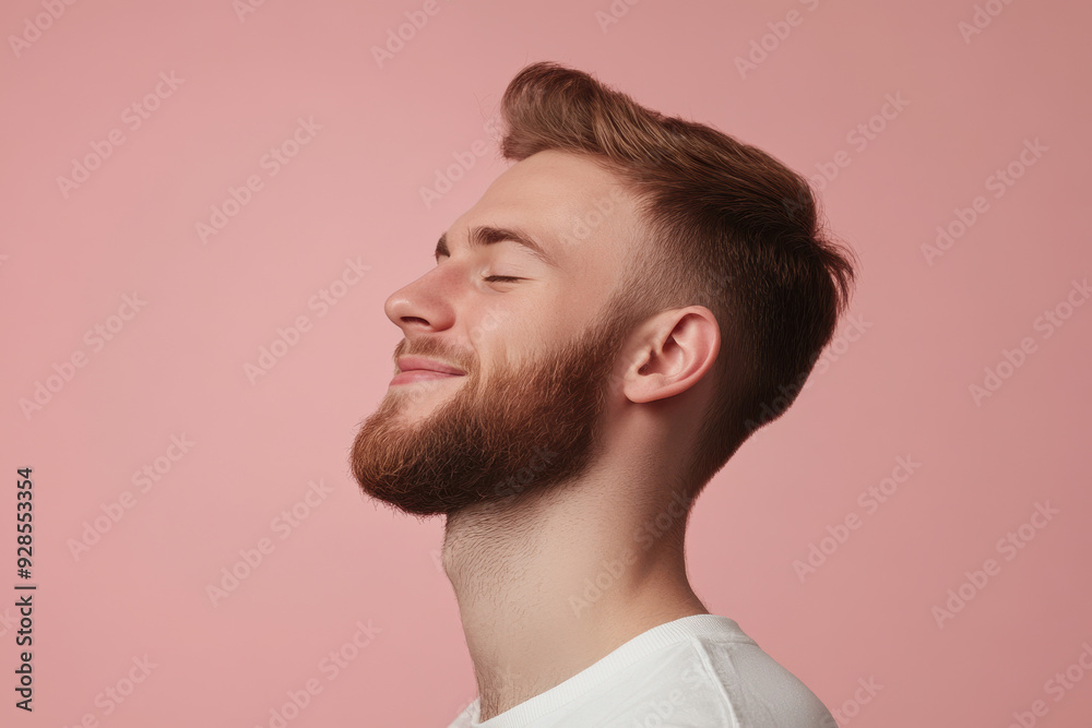 Obraz premium A close up of a man's face with his eyes closed