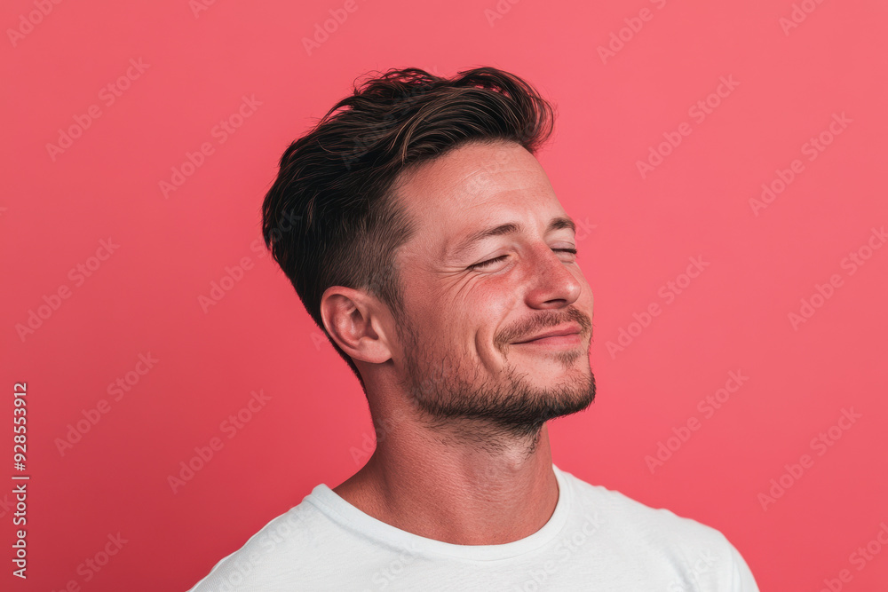 Obraz premium A close up of a man's face with his eyes closed