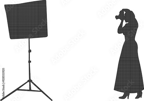 Vector sketch illustration silhouette design of a photographer taking a photo