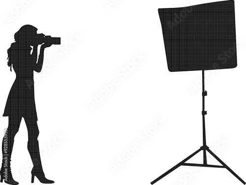 Vector sketch illustration silhouette design of a photographer taking a photo