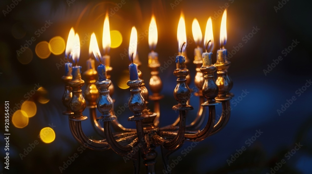 Hanukkah menorah candles background illustration generated by ai Hanukkah menorah candles background illustration generated by ai