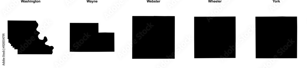 Washington, Wayne, Webster, Wheeler, York outline maps Washington, Wayne, Webster, Wheeler, York outline maps