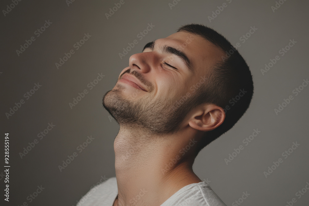 Fototapeta premium A close up of a man's face with his eyes closed