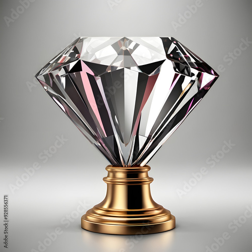 diamond on white background,3d rendered illustration of a cup,3d render of a trophy,gold silver and bronze medals on white