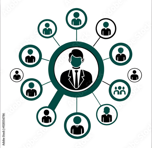 "Business Network Illustration | Corporate Team Connections | Leadership Management Concept"