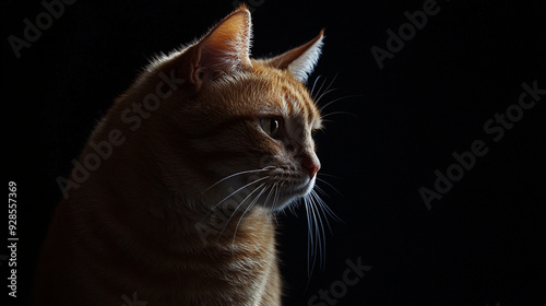Cat isolated black background