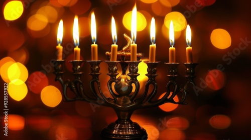 Hanukkah menorah candles background illustration generated by ai