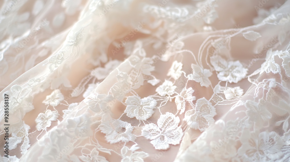 A delicate lace fabric with intricate floral patterns A delicate lace fabric with intricate floral patterns