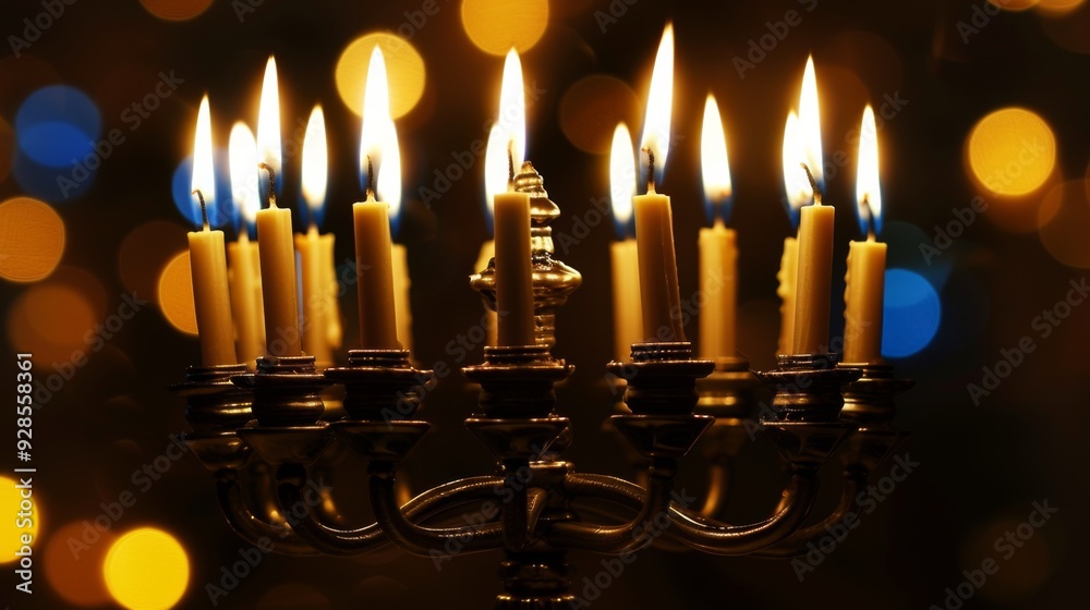 Hanukkah menorah candles background illustration generated by ai