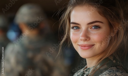 Face of a military volunteer assisting the families of servicemen, Generative AI photo