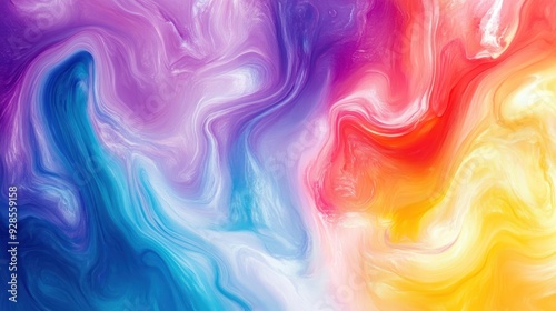 Abstract Swirling Liquid Paint in Vibrant Hues