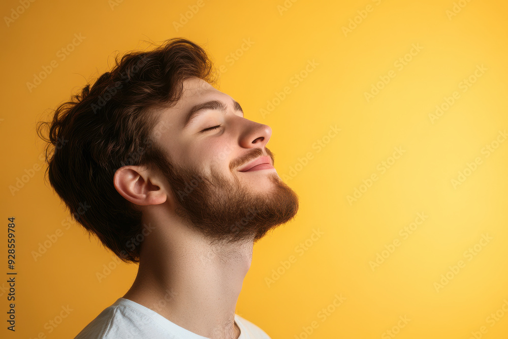 A close up of a man's face with his eyes closed A close up of a man's face with his eyes closed