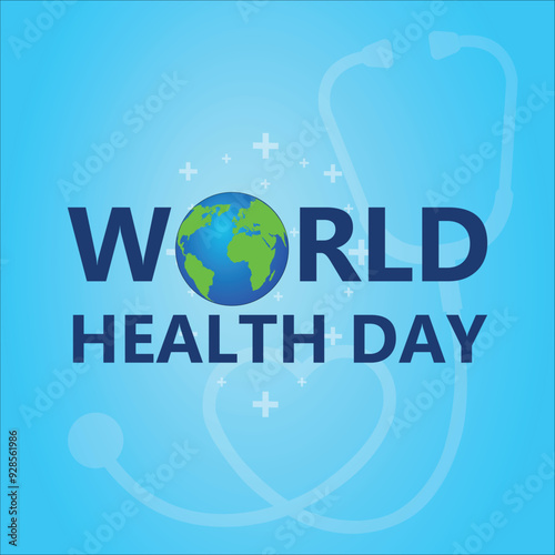 3D Vector illustration of health care background. World Health Day theme with stethoscope and globe, promoting healthcare awareness