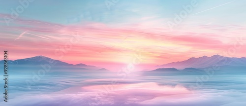 Serene Dawn: Tranquil Morning Scene with Soft Pastel Colors